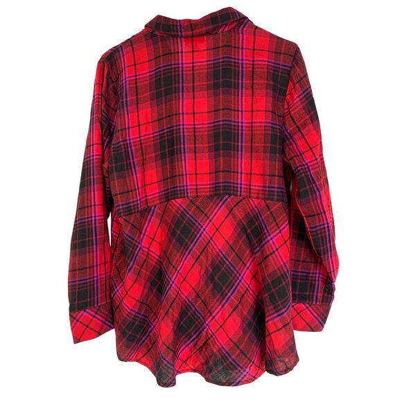 MP NWT J. Jill Womens Flannel Shirt Scarlet Plaid Button M Petite REE10685 - Picture 5 of 10
